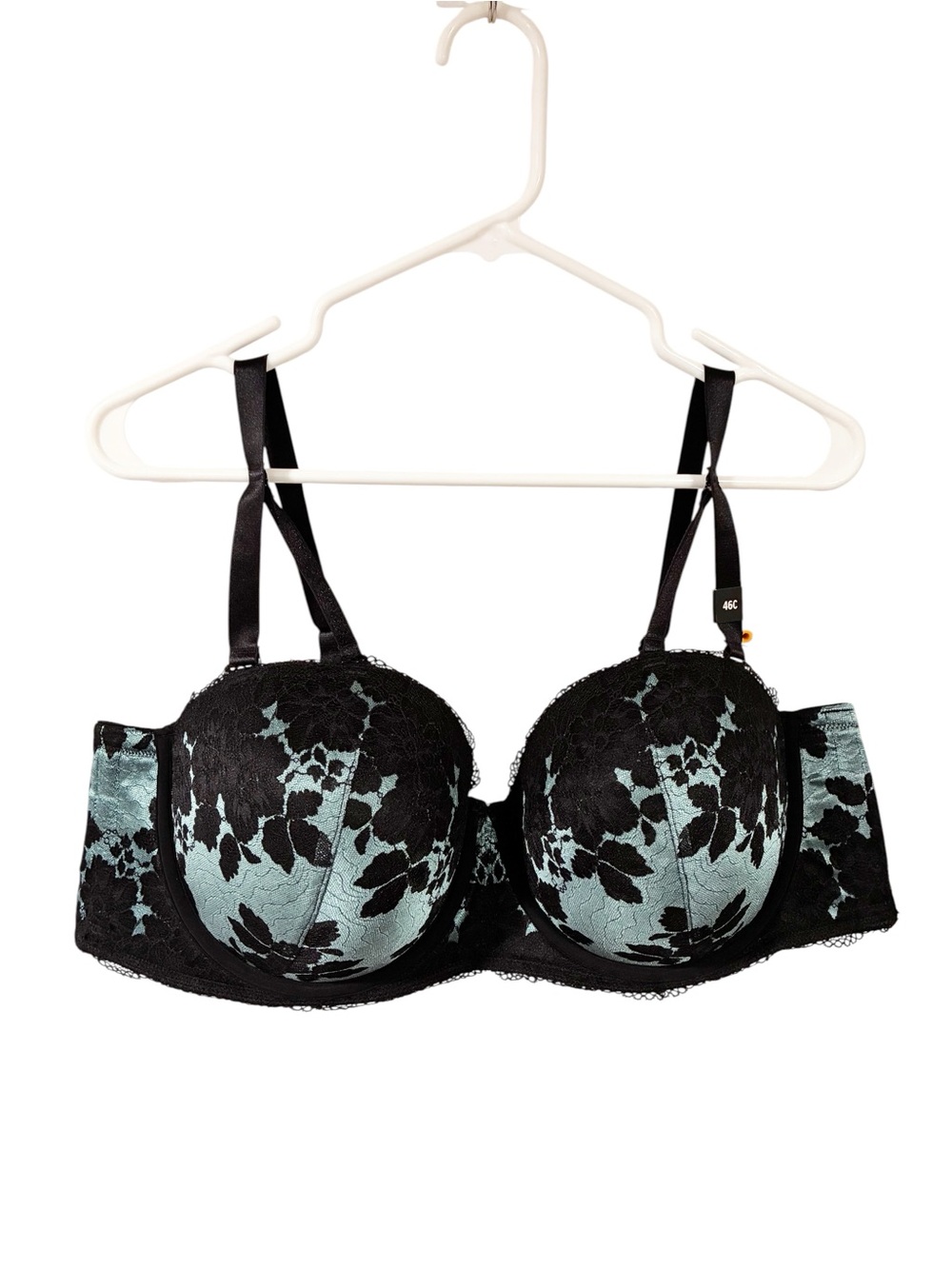 TORRID Plus Size Push-Up Strapless Bra 46C Black Teal Underwired NEW